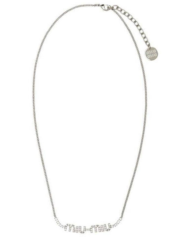 Crystal Metal Necklace Silver - MIU MIU - BALAAN 1