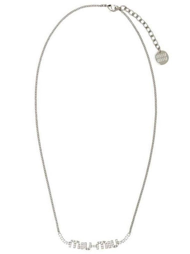 Crystal Metal Necklace Silver - MIU MIU - BALAAN 1