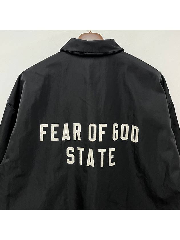 Essential Back Logo Textured Nylon Trucker Jacket Black - FEAR OF GOD ESSENTIALS - BALAAN 8