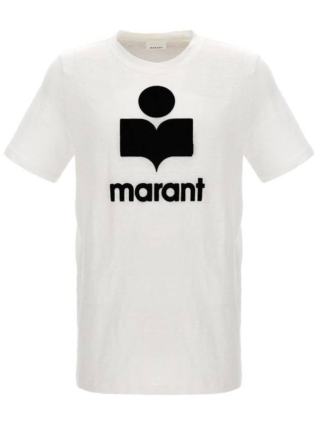 Karman Logo Print Linen Short Sleeve T-Shirt White - ISABEL MARANT - BALAAN 2