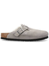 Men's Boston Shearling Suede Leather Slippers Stone Coin - BIRKENSTOCK - BALAAN.