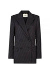 Logo Double Button Blazer Jacket Black - FENDI - BALAAN 2