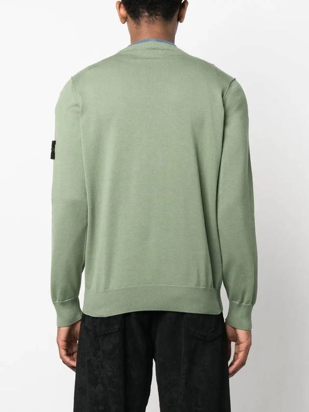 Logo Patch Knit Top Sage Green - STONE ISLAND - BALAAN 5