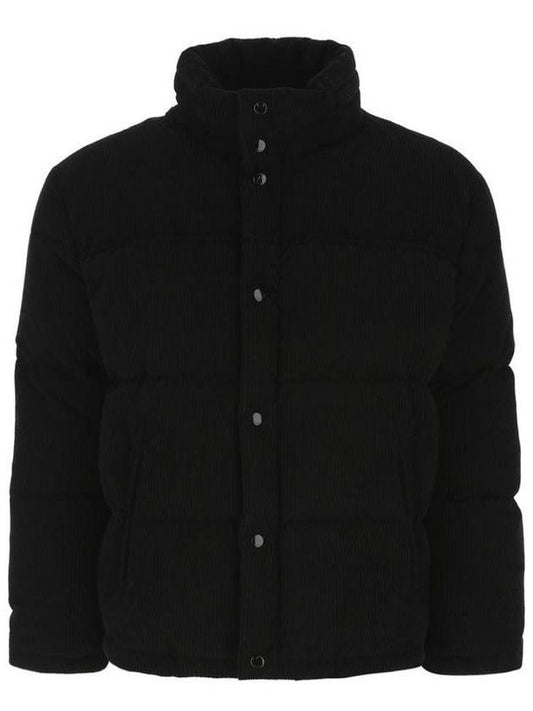 Corduroy Down Padding Jacket Black - SAINT LAURENT - BALAAN 1