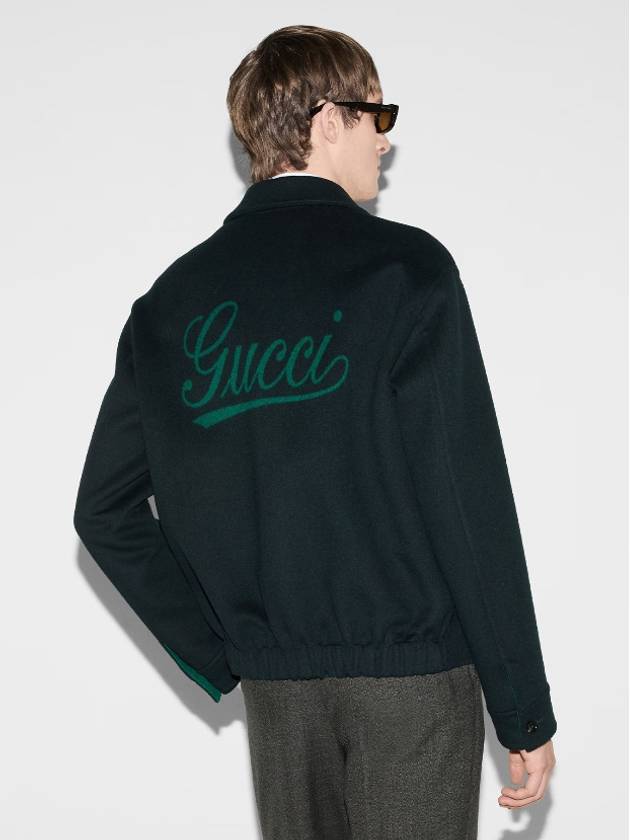 Jacquard Wool Zip-Up Jacket Dark Blue - GUCCI - BALAAN 3