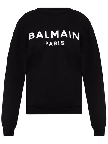 front logo crew neck sweatshirt black - BALMAIN - BALAAN.