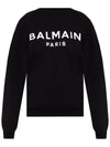 Front Logo Crew Neck Sweatshirt Black - BALMAIN - BALAAN 1