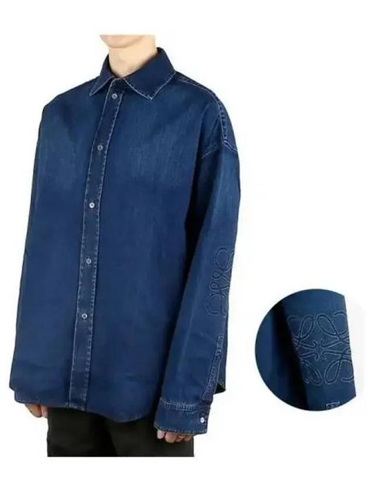 Anagram Denim Long Sleeve Shirt Blue - LOEWE - BALAAN 2