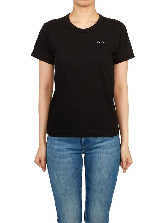 Women's Small Black Heart Logo Short Sleeve T-Shirt Black - COMME DES GARCONS - BALAAN 2