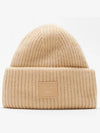 Face Patch Ribbed Wool Beanie Biscuit Beige - ACNE STUDIOS - BALAAN 2