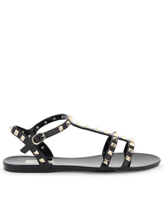 Women's Rockstud Flat Sandals Black - VALENTINO - BALAAN 1