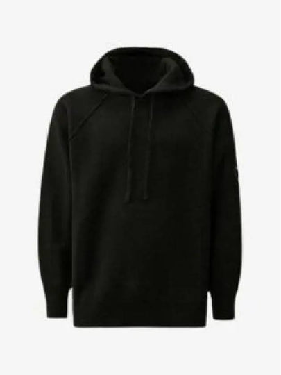 Lambswool GRS Hooded Waffle Knit Top Black - CP COMPANY - BALAAN 2