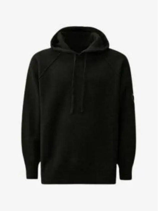 Lambswool GRS Hooded Waffle Knit Top Black - CP COMPANY - BALAAN 2