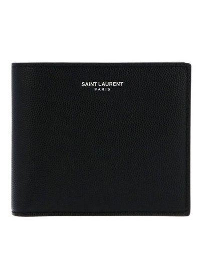 Logo East West Half Wallet Black - SAINT LAURENT - BALAAN 2