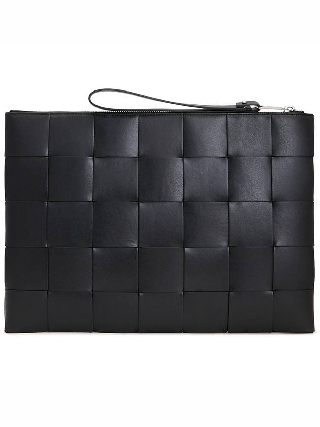 Intrecciato Weaving Strap Clutch Bag Black - BOTTEGA VENETA - BALAAN 4