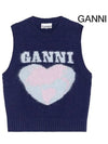 Logo Heart Gilet Vest Navy - GANNI - BALAAN 3