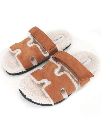 Chypre Suede Goatskin Wool Sandals Naturel Ecru - HERMES - BALAAN 2