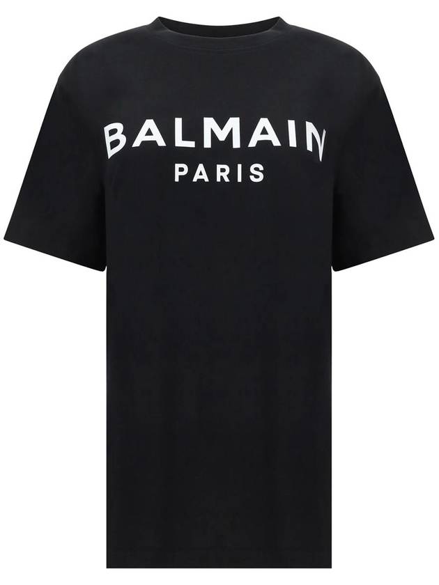 Logo Print Cotton Short Sleeve T Shirt Black - BALMAIN - BALAAN 2