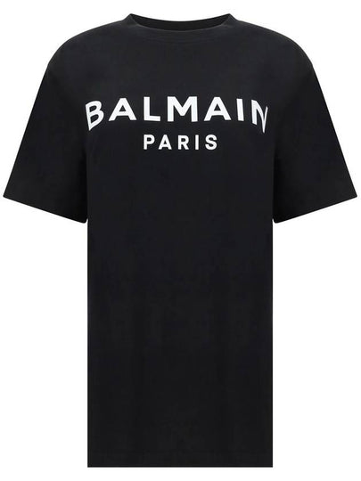 Logo Print Cotton Short Sleeve T Shirt Black - BALMAIN - BALAAN 2