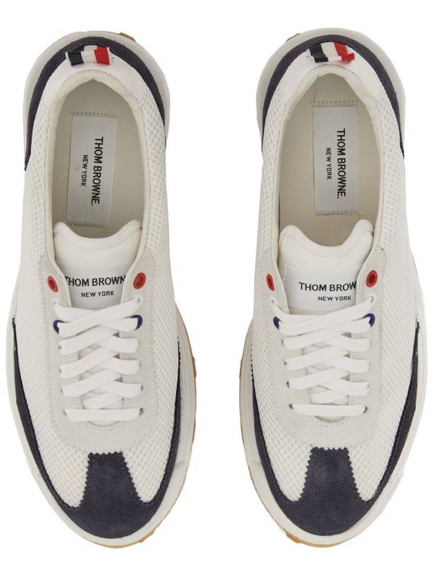 Fine Kid Suede Tech Runner Sneaker Navy - THOM BROWNE - BALAAN 7