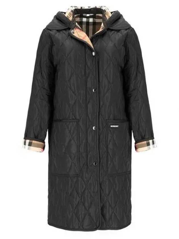 Parkgate Hood Long Quilted Jacket Black - BURBERRY - BALAAN 2