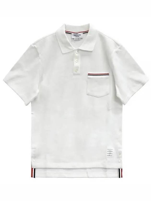 RWB Pocket Interlock Cotton Short Sleeve Polo Shirt White - THOM BROWNE - BALAAN 2