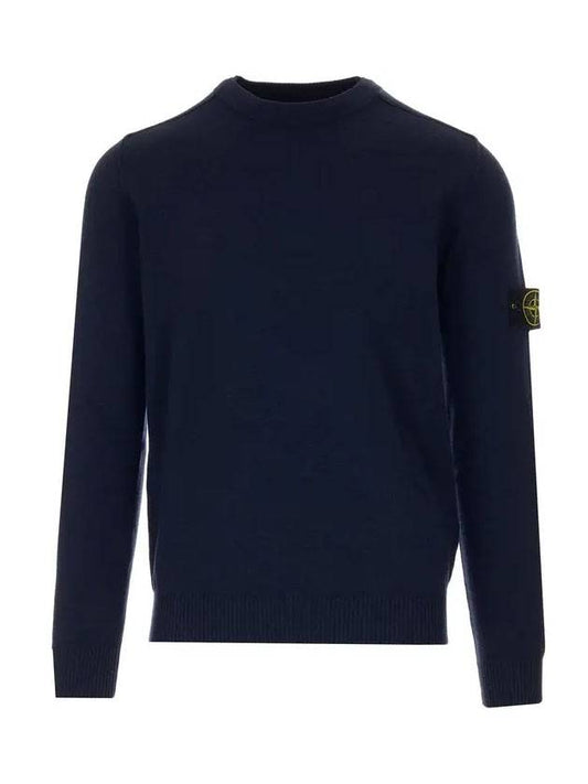 Stretch Wool Crewneck Knit Top Navy - STONE ISLAND - BALAAN 1