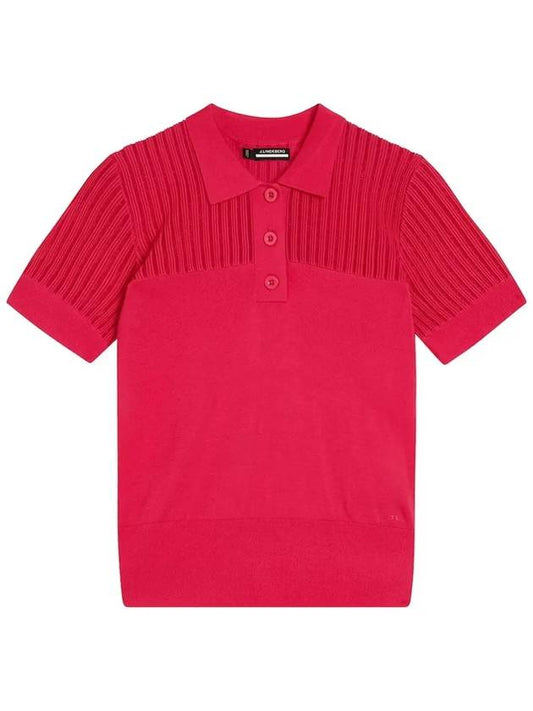 SS Golf Short Sleeve Zeta Knit Shirt Pink - J.LINDEBERG - BALAAN 1