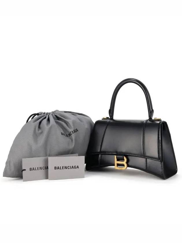 Hourglass Small Tote Bag in Shiny Box Calfskin Black - BALENCIAGA - BALAAN 5