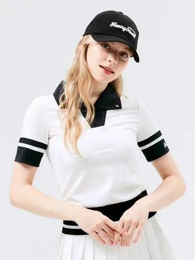 Golf women s band point collar t shirt white - HENRY STUART - BALAAN 1