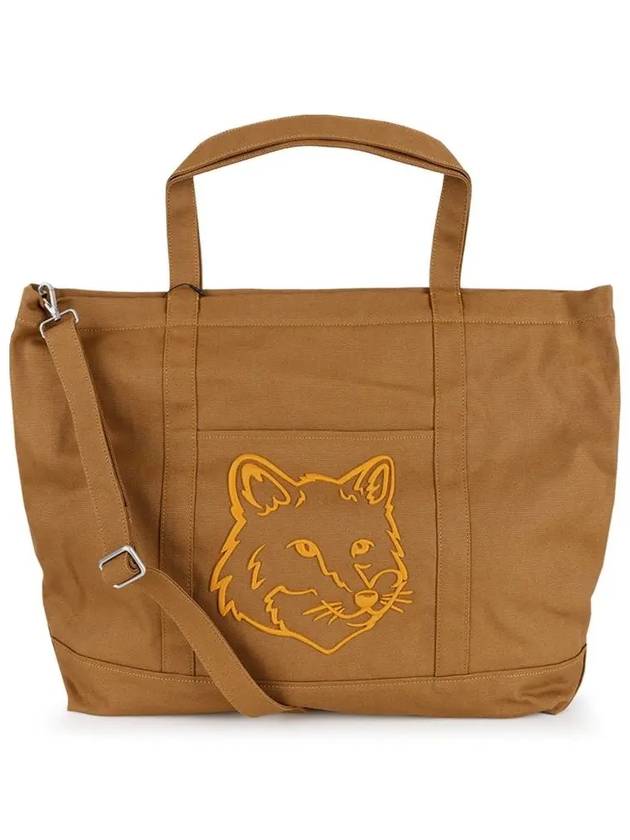 Bold Fox Head Big Tote Bag Brown - MAISON KITSUNE - BALAAN 1