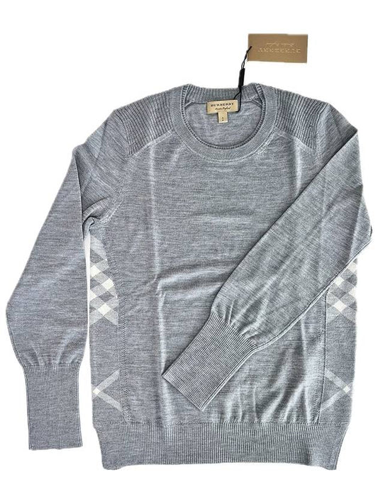 Megan Side Check Knit Top Grey - BURBERRY - BALAAN 2