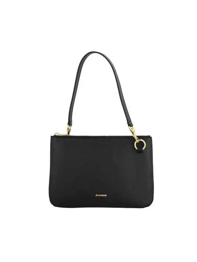 Logo Print Calf Leather Shoulder Bag Black - JIL SANDER - BALAAN 3