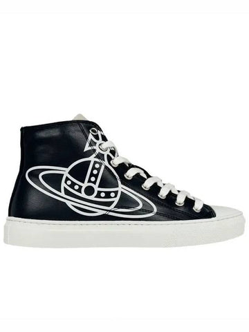 Plimsoll Eco Leather High Top Sneakers Black - VIVIENNE WESTWOOD - BALAAN 1