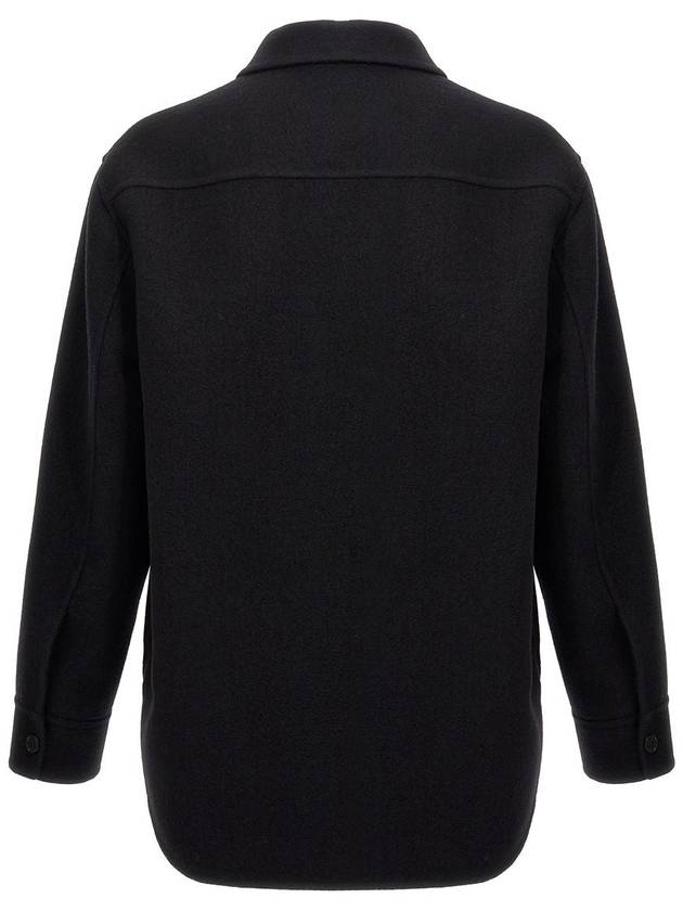 Button Overshirt Wool Jacket Black - JIL SANDER - BALAAN 3