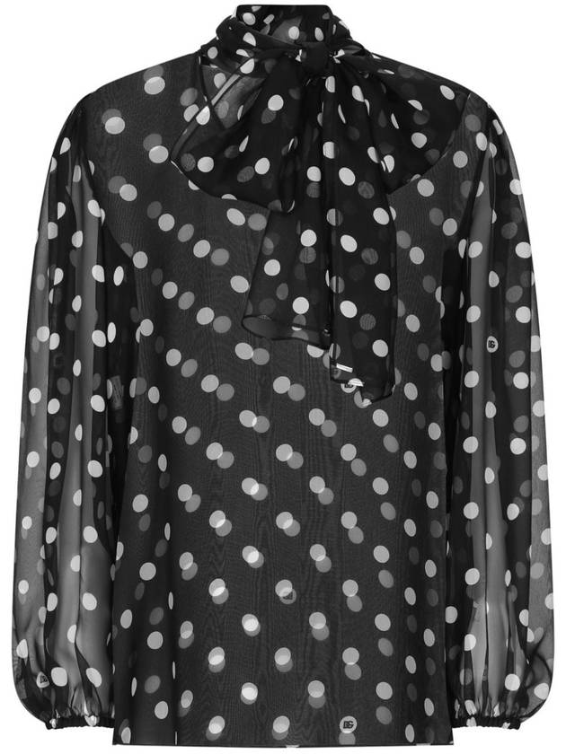 Polka Dot Print Pussy Bow Shirt F778TTIS1VH - DOLCE&GABBANA - BALAAN 2