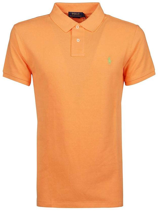 Embroidered Pony Logo Green Polo Shirt Orange - POLO RALPH LAUREN - BALAAN 1