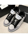 Men's Sneakers Calfskin Suede Bold Lettering Gray Black - CHANEL - BALAAN 2