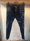 Men's Embroidered Damaged Washed City Biker Jeans - DSQUARED2 - BALAAN.