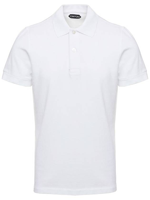 Men's Classic Tennis Short Sleeve Polo Shirt White - TOM FORD - BALAAN 2