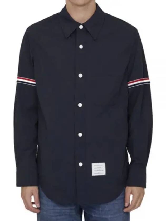 Three Stripes Armband Nylon Long Sleeve Shirt Navy - THOM BROWNE - BALAAN 2