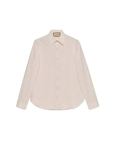 Men's Striped Cotton Shirt Beige - GUCCI - BALAAN 1