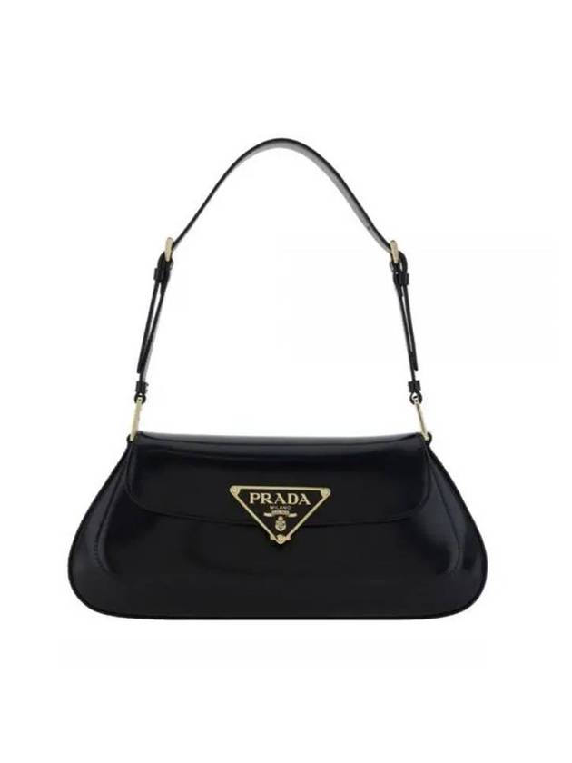 Triangle Logo Brushed Shoulder Bag Black - PRADA - BALAAN 1