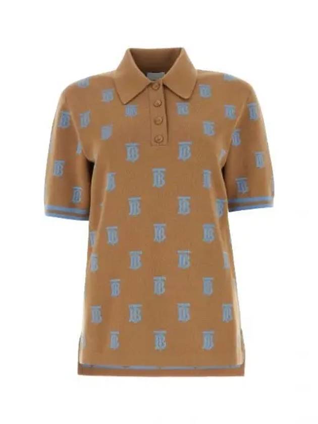 Monogram Short Sleeve Polo Shirt Camel - BURBERRY - BALAAN 2