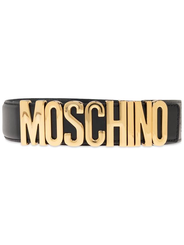 Women's Logo Leather Belt Black - MOSCHINO - BALAAN 2