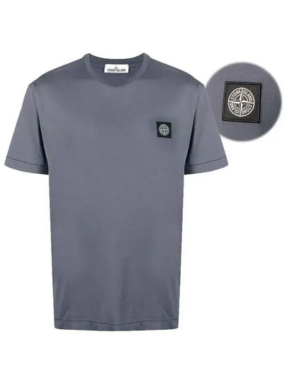 Logo Patch Short Sleeve T-Shirt Blue Grey - STONE ISLAND - BALAAN 2