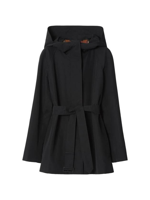 Technical Cotton Hooded Trench Coat Black - BURBERRY - BALAAN 2