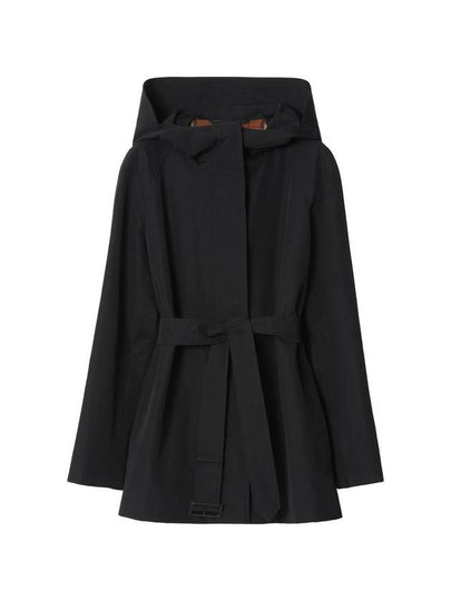 Technical Cotton Hooded Trench Coat Black - BURBERRY - BALAAN 2