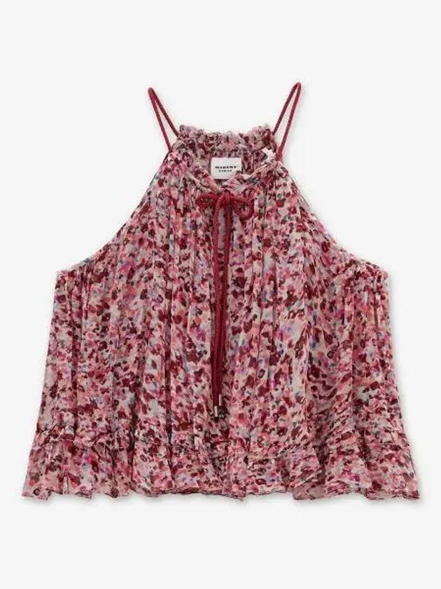 Viscose Print Blouse Raspberry Ecru HT0035FAA1J49ERYEC - ISABEL MARANT - BALAAN 1