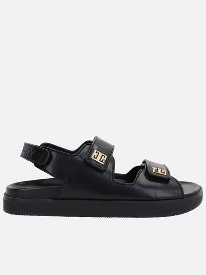 4G Strap Leather Flat Sandals Black - GIVENCHY - BALAAN 2